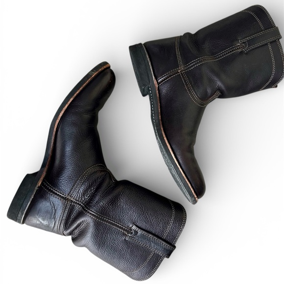 Frye Other - Frye Duke Roper Cowboy Boots Dark Brown Leather Pull On Oil Resistant Mens Sz 10